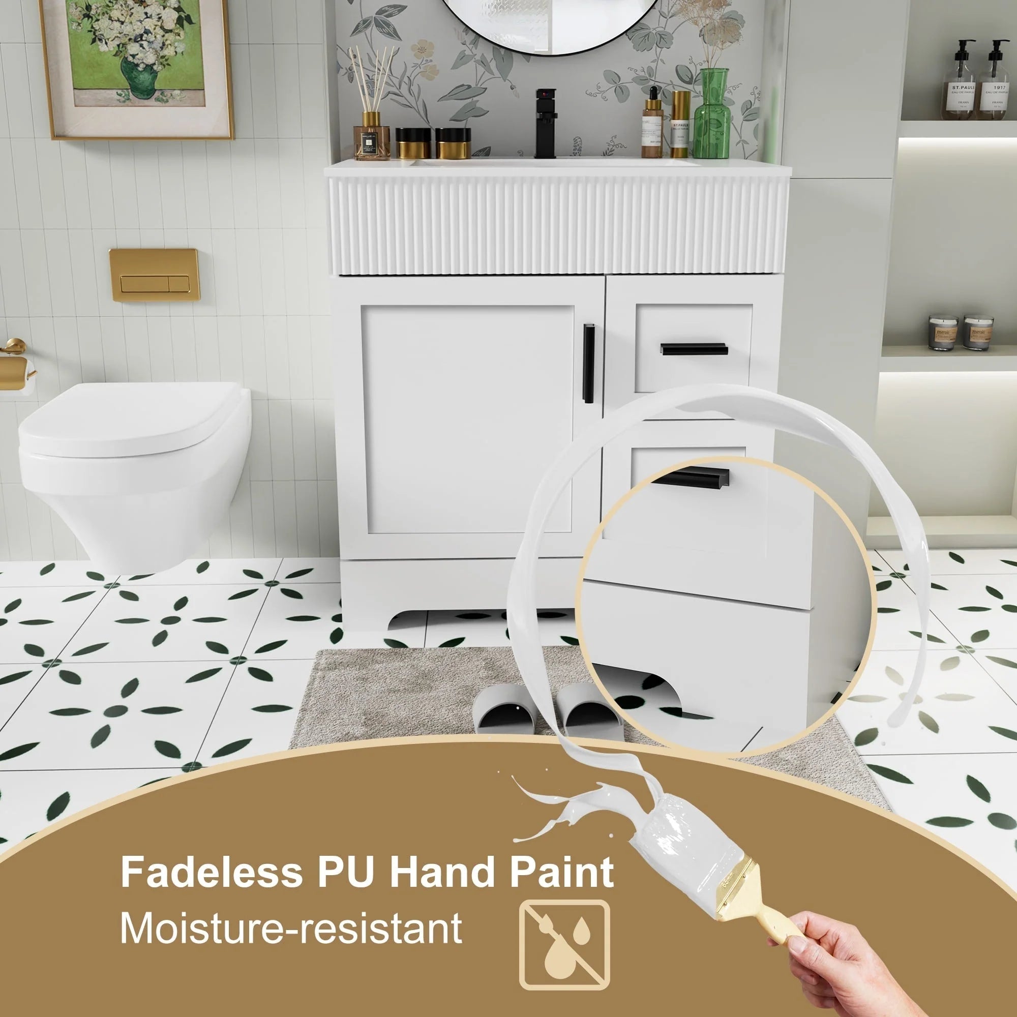 Meuble-lavabo Wavy Line 30/36/48 avec évier et robinet