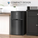 HOMCOM Mini Réfrigérateur Double Porte avec Congélateur, Réfrigérateur Compact de 90L avec Étagère Réglable, Thermostat Réglable