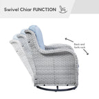 Chaises longues à bascule d'extérieur Gymojoy en osier avec base pivotante (lot de 2)