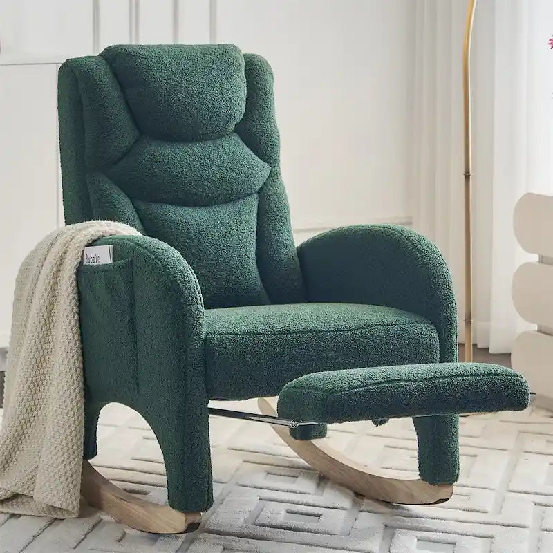 Fauteuil à bascule de puériculture ergonomique en tissu avec repose-pieds réglable