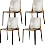 Chaise de salle à manger en acrylique ambré sans accoudoirs et à dossier bas