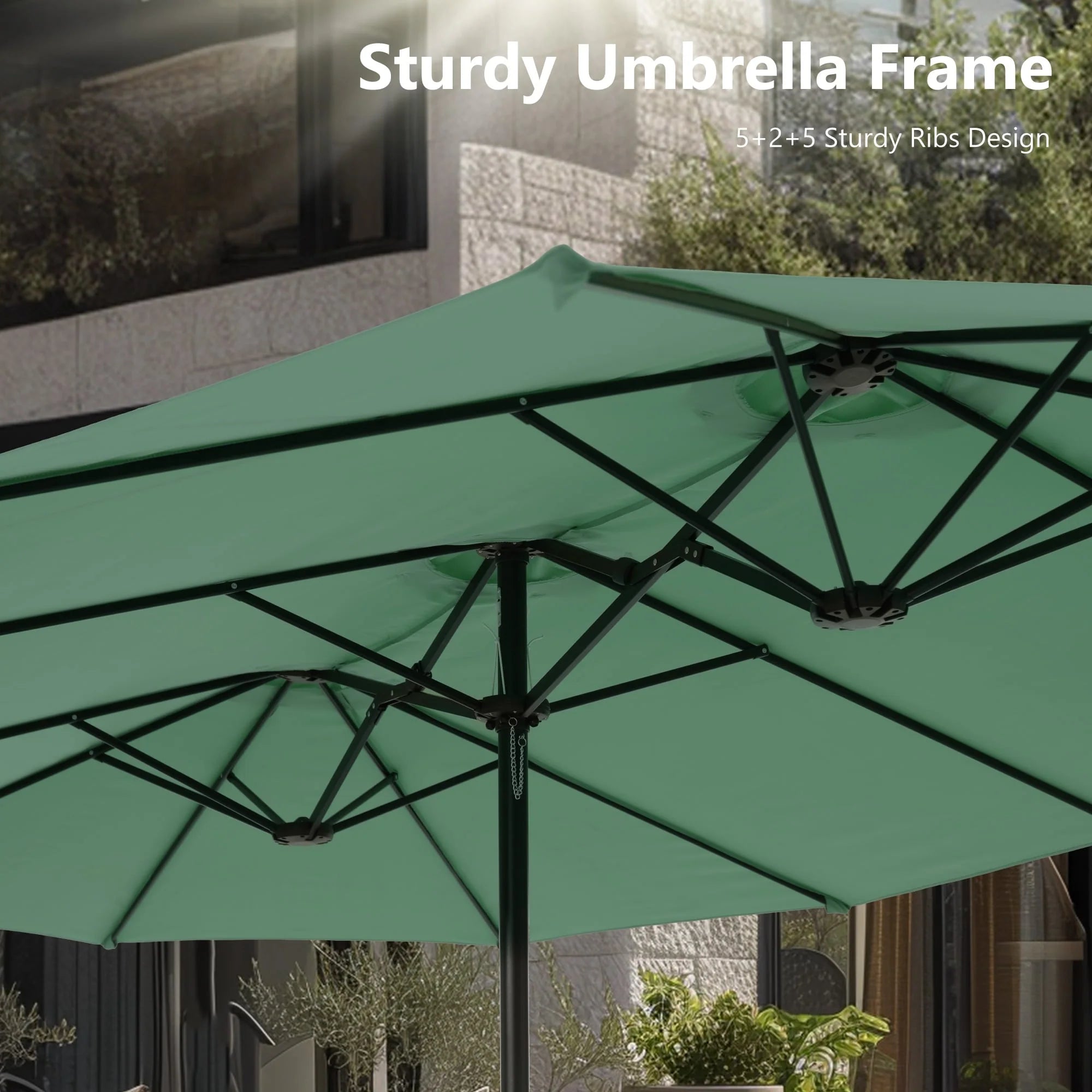 MAISON ARTS Parasol double de 4,5 m pour terrasse, grande taille, avec pied inclus