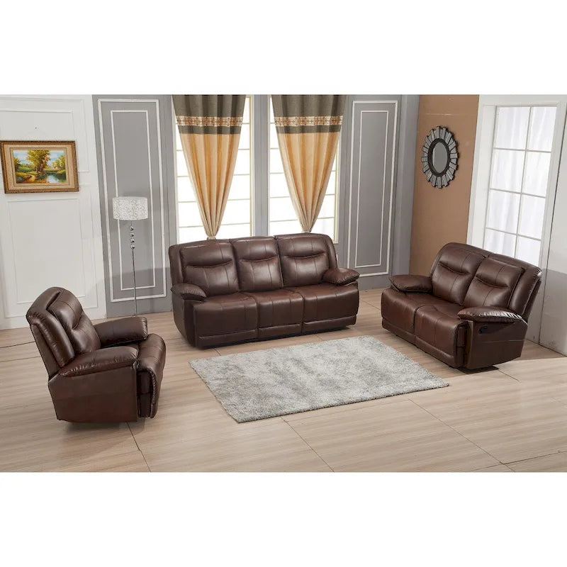 Ensemble de salon inclinable Betsy Furniture 3 pièces en cuir reconstitué : canapé, causeuse et fauteuil planeur