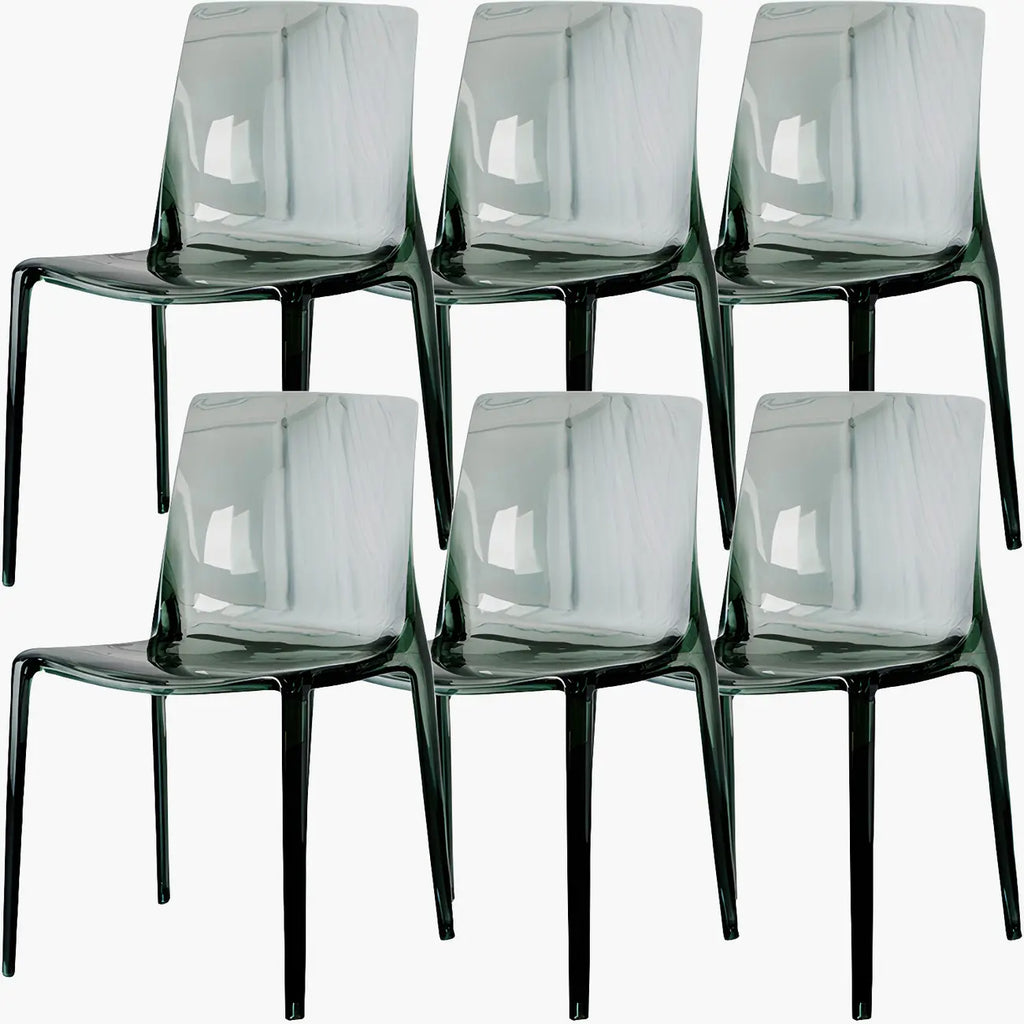 Chaise de salle à manger en acrylique ambré sans accoudoirs et à dossier bas