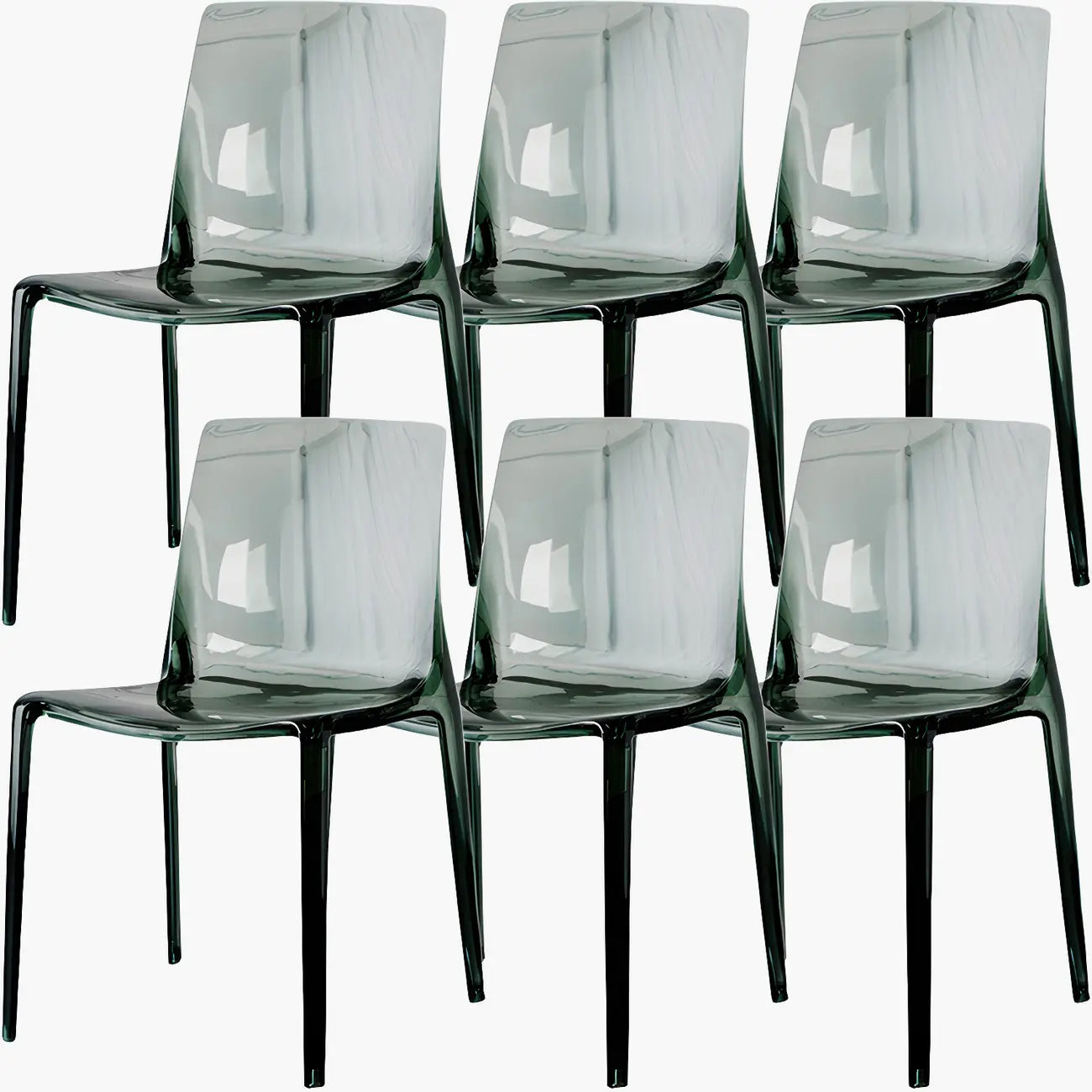 Chaise de salle à manger en acrylique ambré sans accoudoirs et à dossier bas