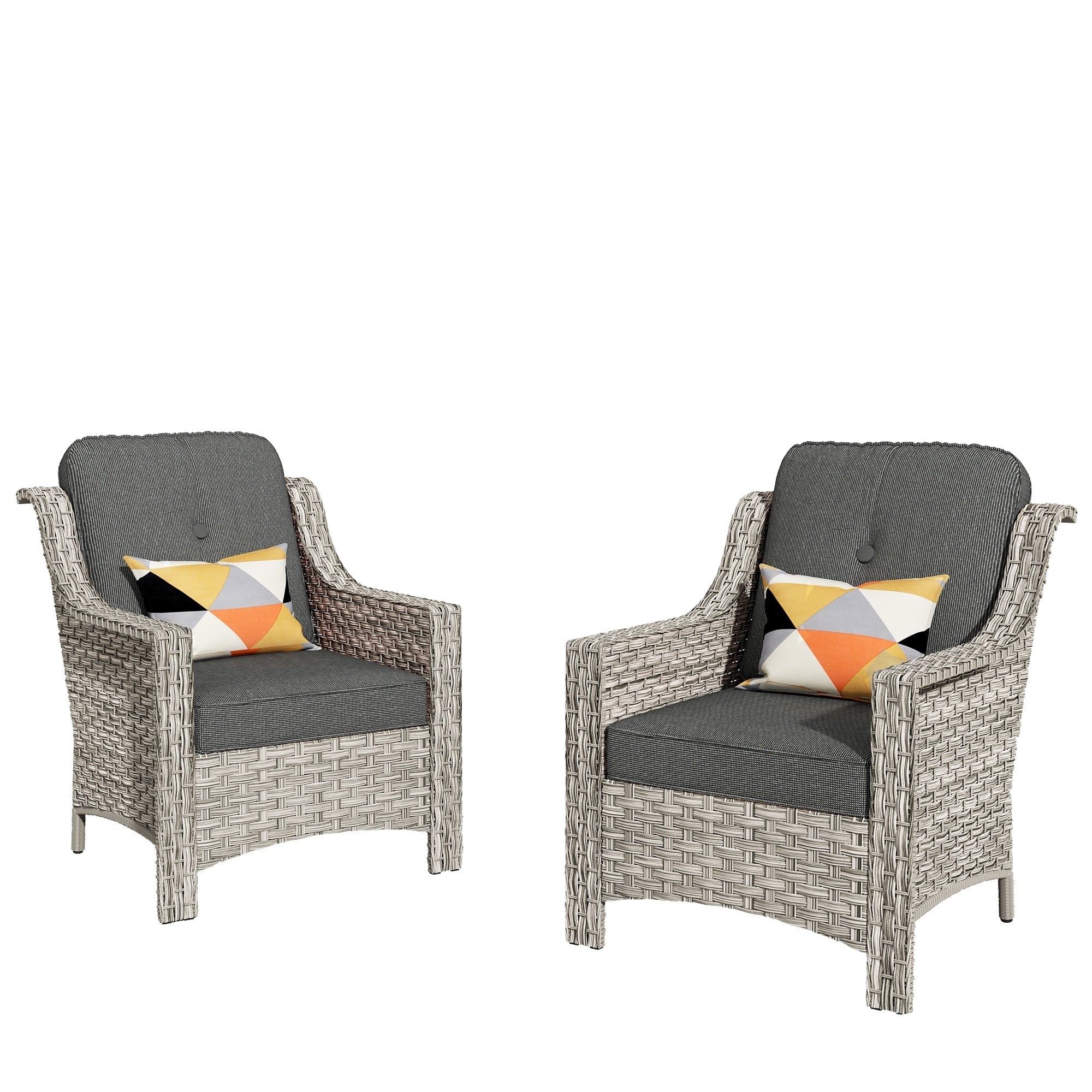 HOOOWOOO Ensemble de 2 chaises de patio en osier et rotin à dossier haut