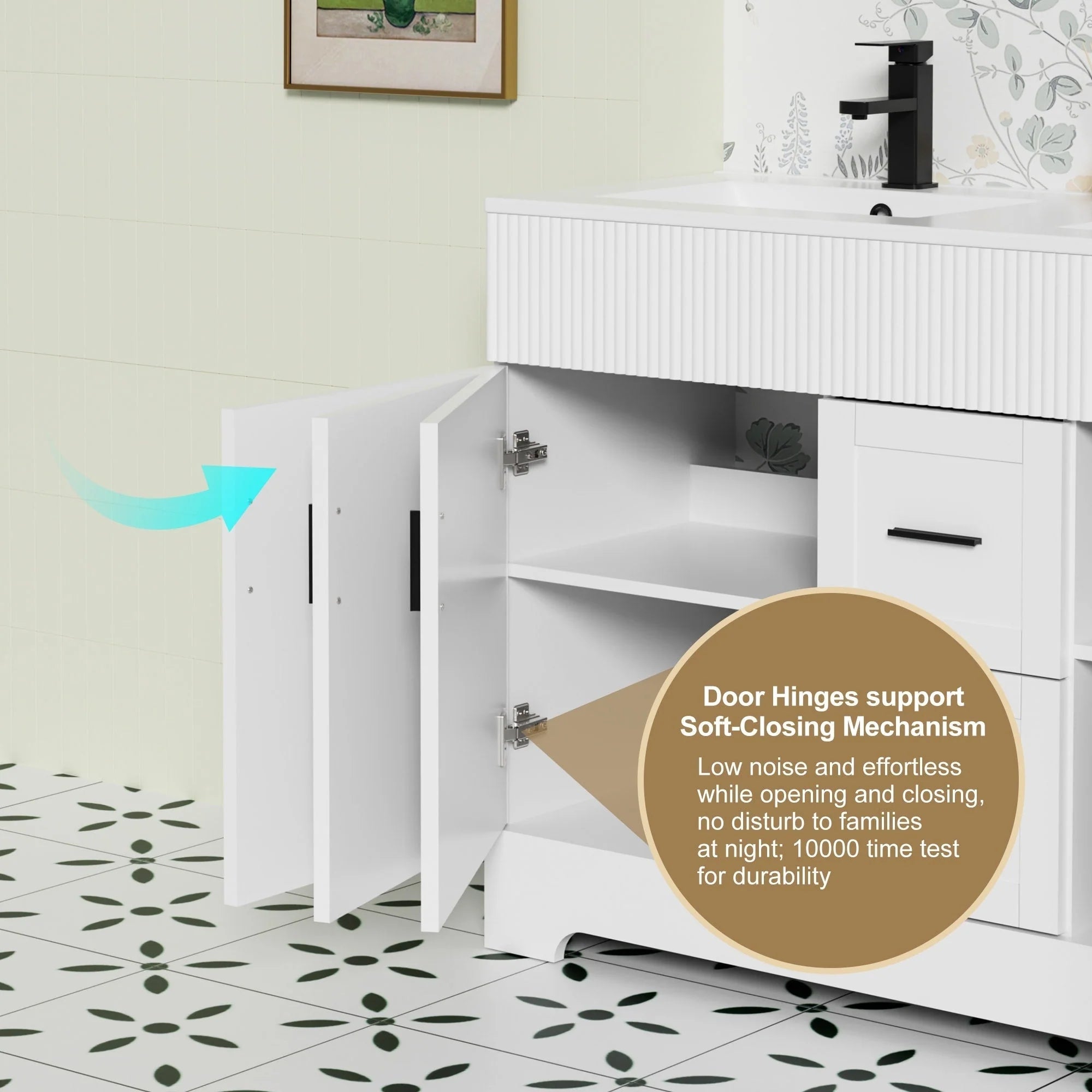Meuble-lavabo Wavy Line 30/36/48 avec évier et robinet