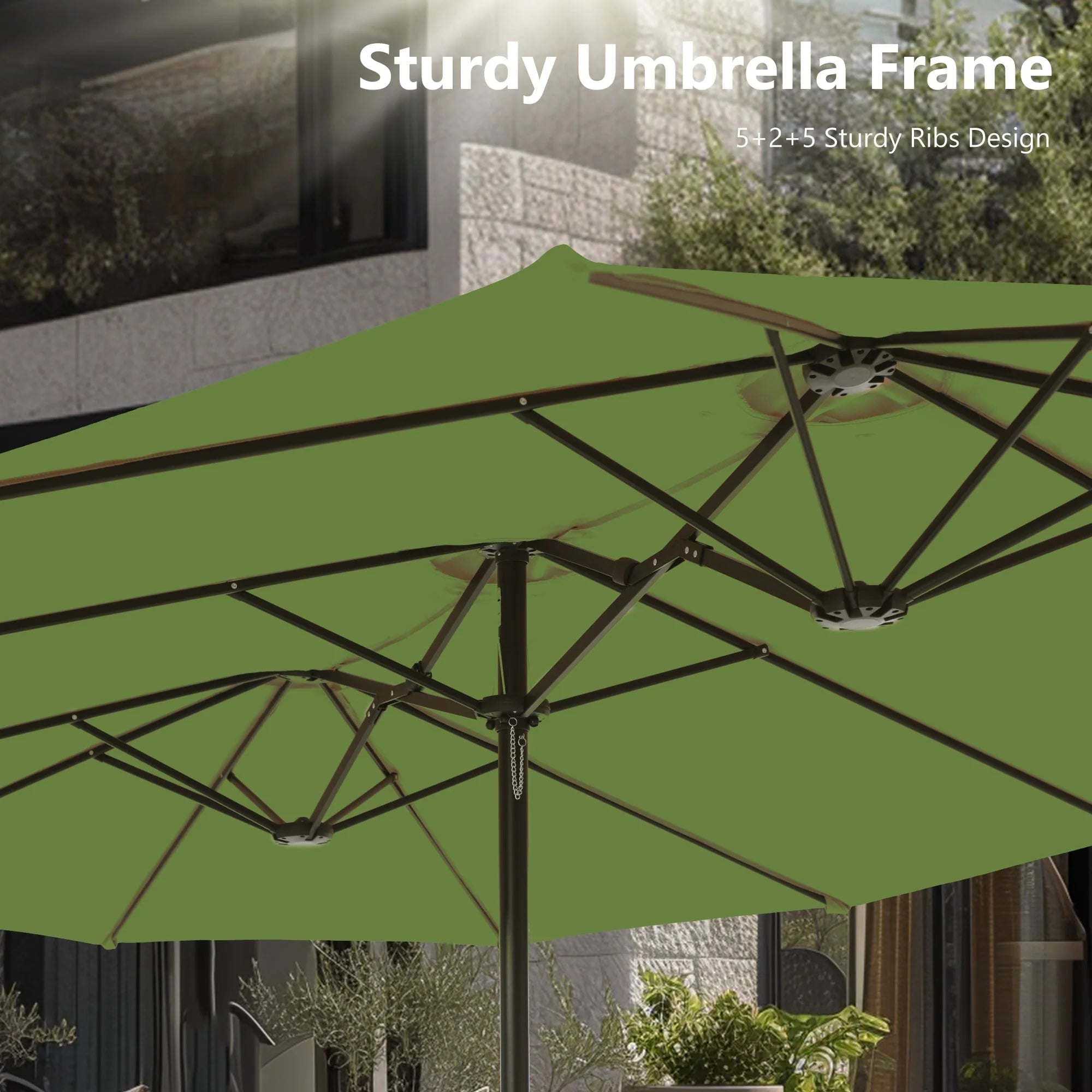 MAISON ARTS Parasol double de 4,5 m pour terrasse, grande taille, avec pied inclus
