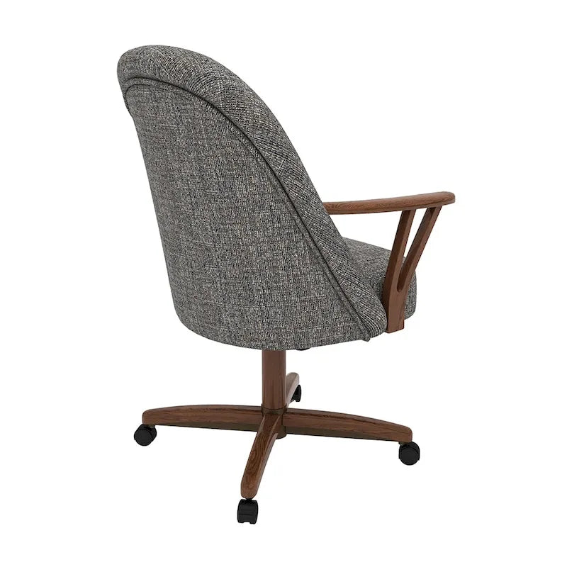 Chaise de salle à manger à roulettes Chromcraft Cliff, finition noyer