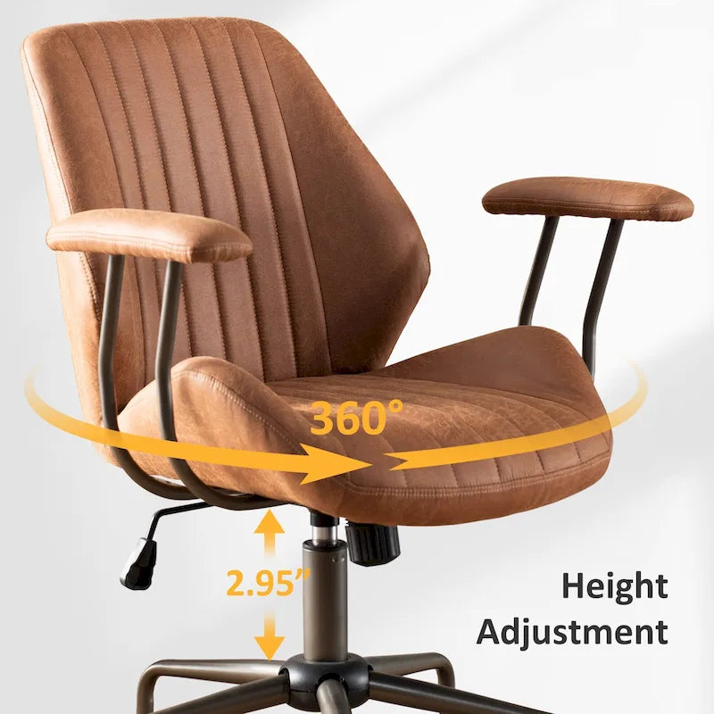 Chaise de Bureau Ergonomique en Tissu Suédé OVIOS avec Support Lombaire