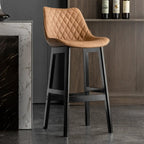 Tabourets de bar en similicuir style Mid-Century Modern avec pieds en bois