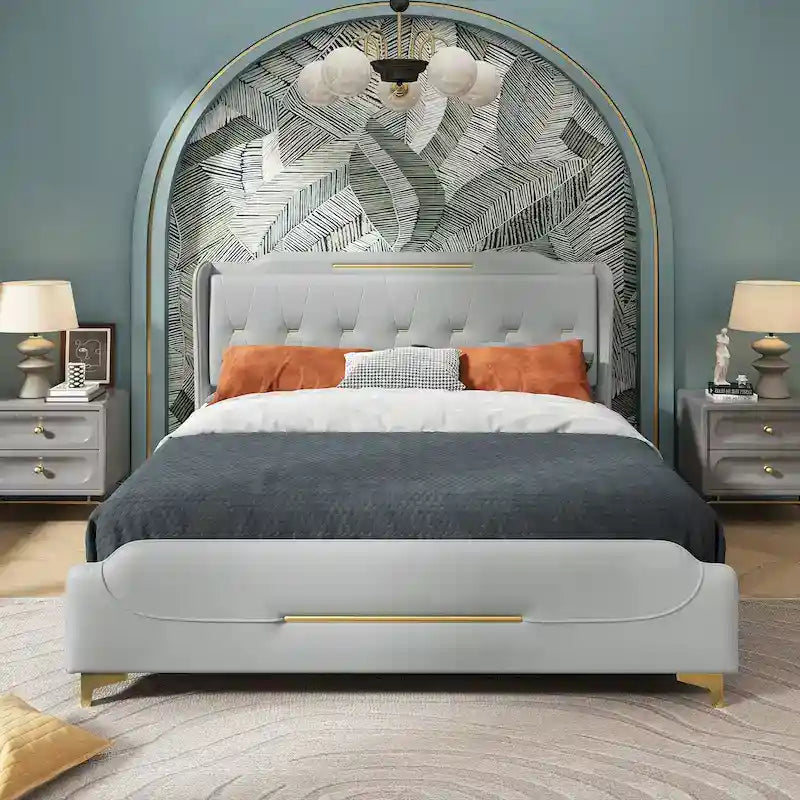 Lit rembourré moderne en cuir PU Uphou de Christopher Knight Home