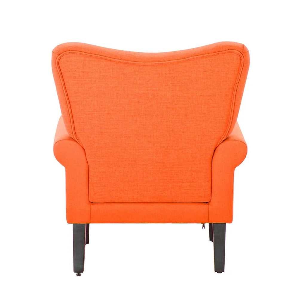 Fauteuil d'appoint moderne Erommy, fauteuil à dossier haut, canapé individuel en tissu capitonné avec pieds en bois pour salon