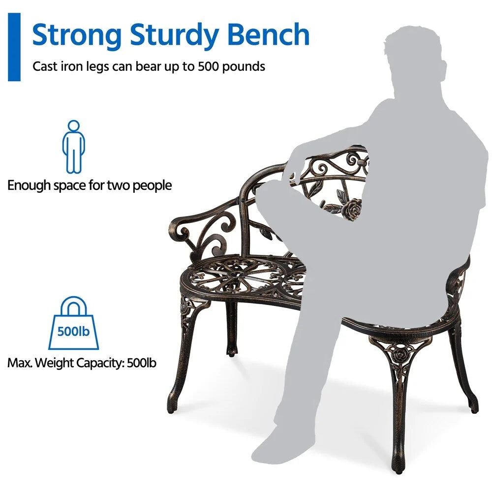 Yaheetech Banc en métal pour l'extérieur, Patio, Parc, Jardin - N/A