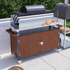 Desserte de barbecue d'extérieur avec plateau en acier inoxydable (tabouret non inclus)