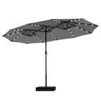 MAISON ARTS Parasol de marché extérieur rectangulaire de 4,5 m avec manivelle, double face, lumières LED solaires et base incluse