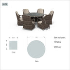 Ensemble de salle à manger rond 7 pièces en rotin tressé d'extérieur avec coussins de Moda Furnishings