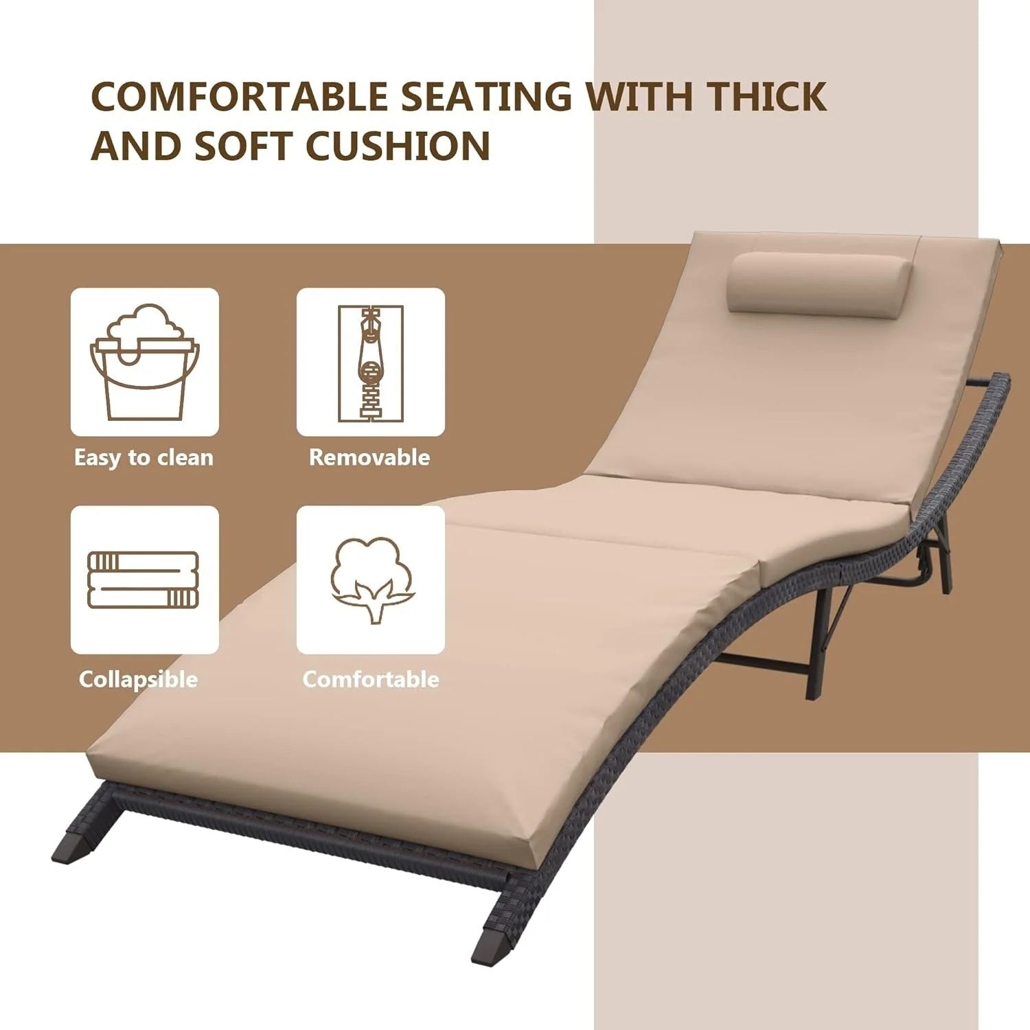 Kullavik – Ensemble de 3 chaises longues d'extérieur