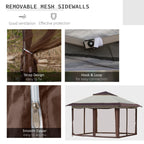 Outsunny Tonnelle Pop Up 3,6 x 3,6 m, Tente Pliante Instantanée avec Murs Latéraux en Maille Filet, Hauteur Réglable sur 3 Niveaux