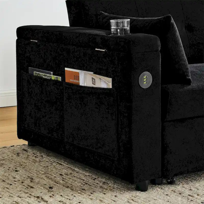 Canapé-lit convertible avec dossier réglable et port USB