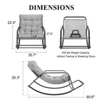Fauteuil berçant surdimensionné, transat d'extérieur très large de 204 kg avec coussins résistants à l'eau