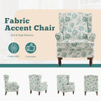 Fauteuil d'appoint moderne Erommy, fauteuil à dossier haut, canapé individuel en tissu capitonné avec pieds en bois pour salon