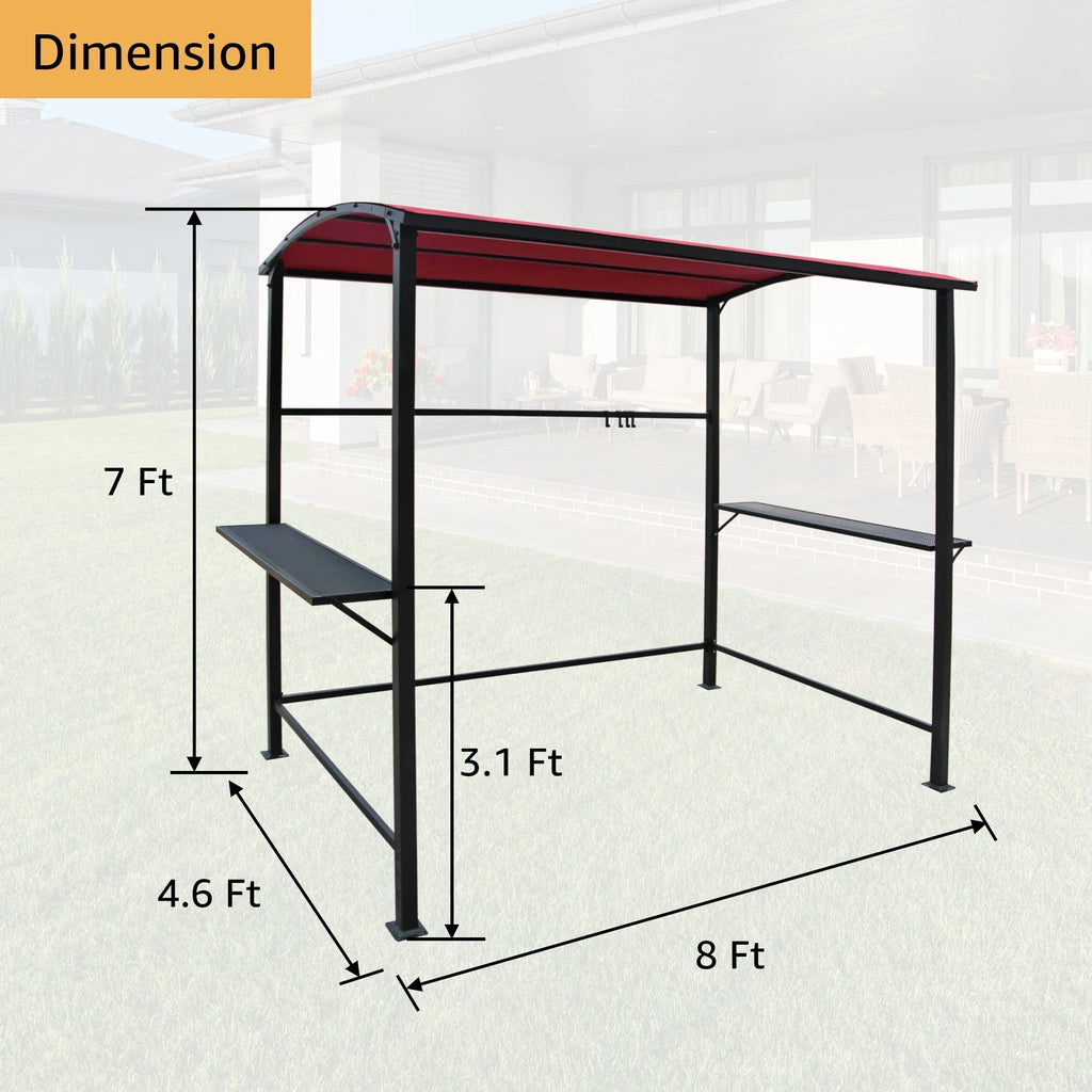 Abri barbecue/pergola de gril à structure en acier de 1,5 m x 2,4 m pour l'extérieur