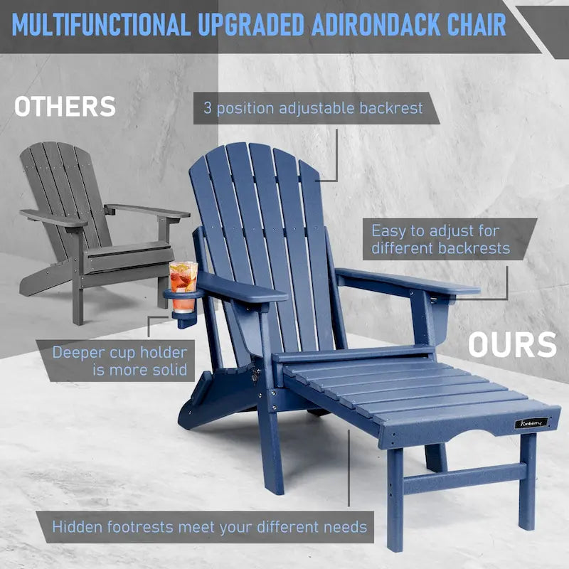 Chaise Adirondack pliante et réglable Vrakae avec repose-pieds