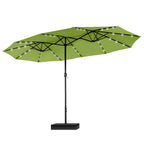 MAISON ARTS Parasol de marché extérieur rectangulaire de 4,5 m avec manivelle, double face, lumières LED solaires et base incluse
