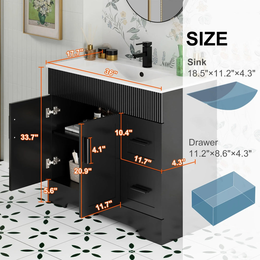 Meuble-lavabo Wavy Line 30/36/48 avec évier et robinet