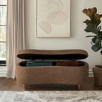 Banc de rangement rabattable en tissu bouclé taupe INK+IVY Bailey