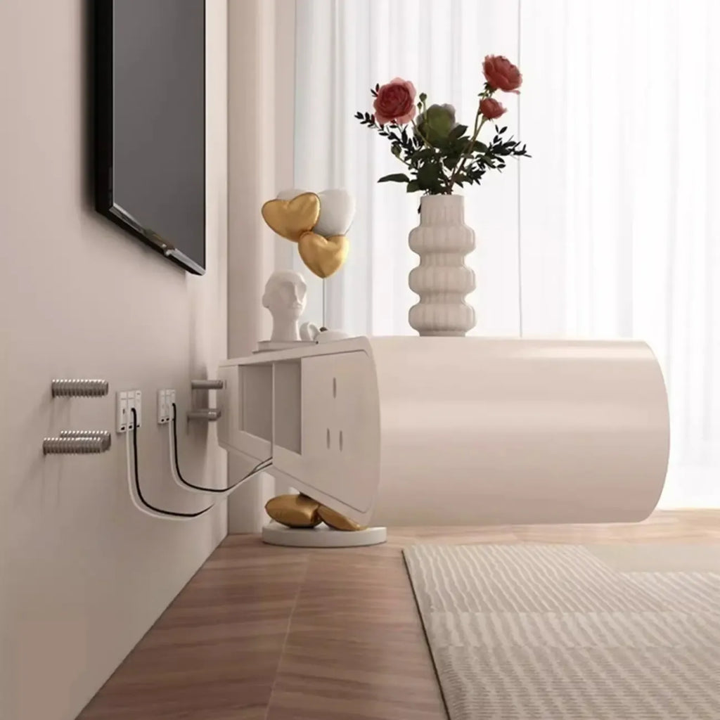 Meuble TV mural flottant en bois blanc avec rangement pour salon