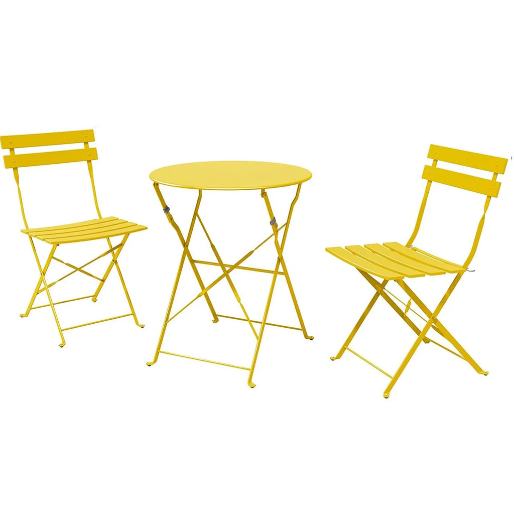Ensemble bistro pliant 3 pièces en métal, ensemble de conversation intérieur/extérieur résistant aux intempéries pour patio, cour, jardin