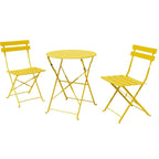Ensemble bistro pliant 3 pièces en métal, ensemble de conversation intérieur/extérieur résistant aux intempéries pour patio, cour, jardin