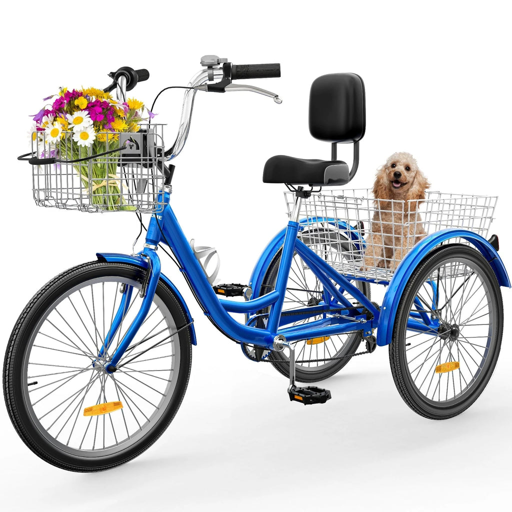 26 Tricycle Adulte 3 Roues 7 Vitesses Vélo Tricycle
