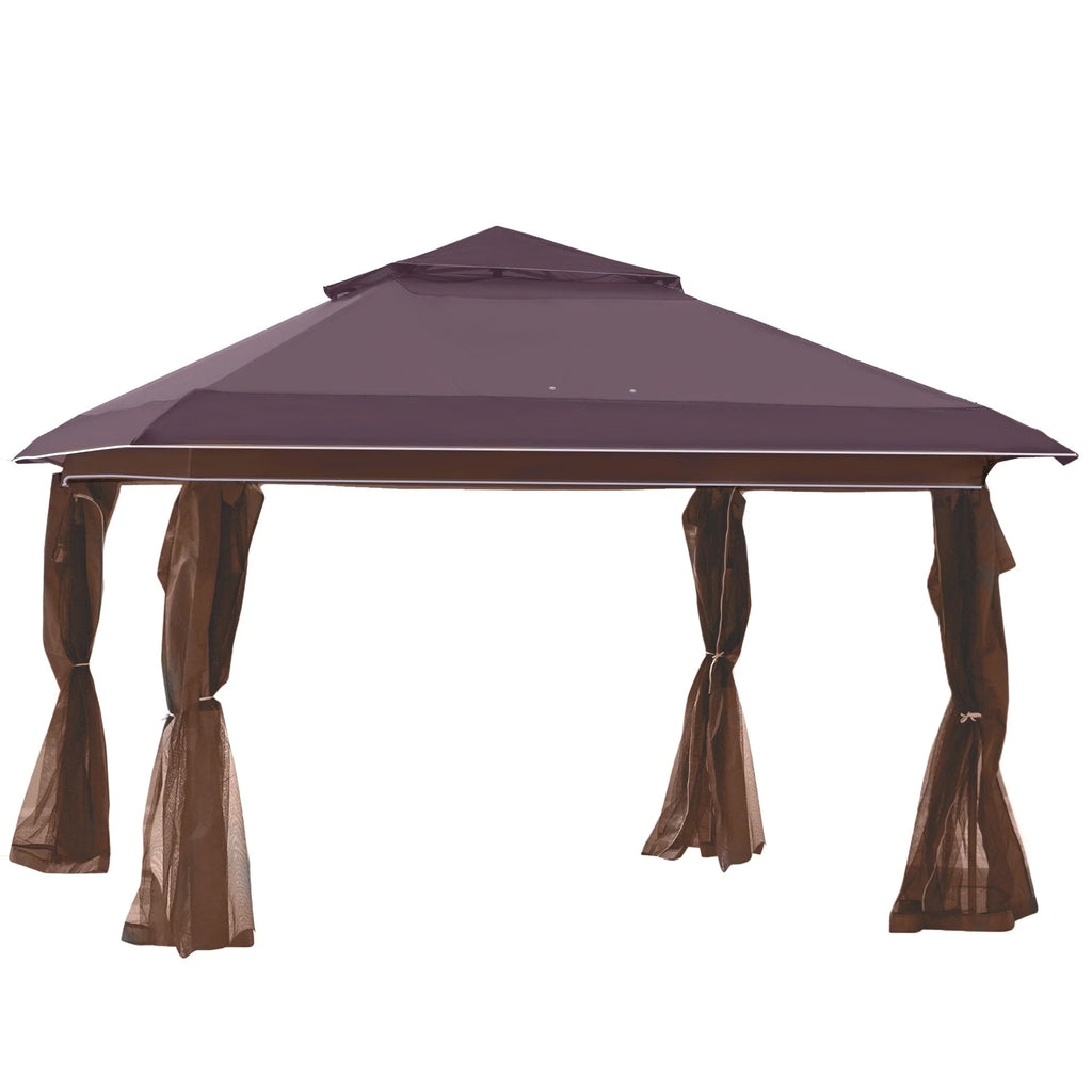 Outsunny Tonnelle Pop Up 3,6 x 3,6 m, Tente Pliante Instantanée avec Murs Latéraux en Maille Filet, Hauteur Réglable sur 3 Niveaux