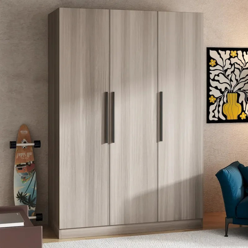 Armoire Penderie en Bois avec 6 Cubes de Rangement et Tringle Suspendue
