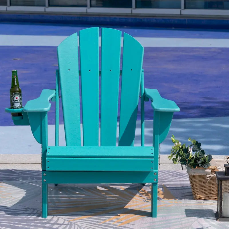 Chaise Adirondack pliable d'extérieur avec porte-gobelet