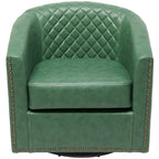 Fauteuil pivotant rond en similicuir capitonné KINWELL, 73,6 cm de large