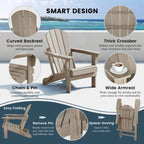 Chaise Adirondack pliante de patio d'extérieur tout temps résistante à la décoloration Polytrends Laguna