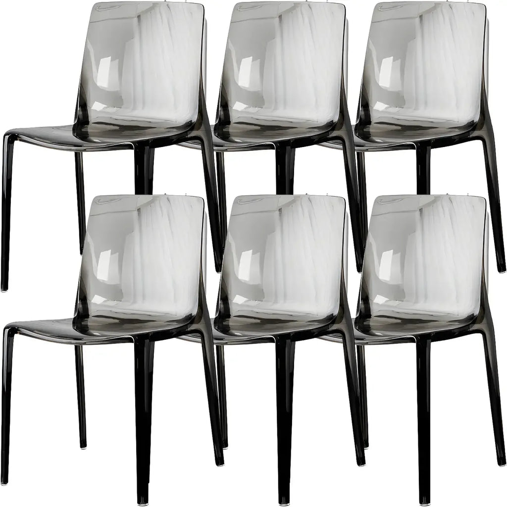 Chaise de salle à manger en acrylique ambré sans accoudoirs et à dossier bas