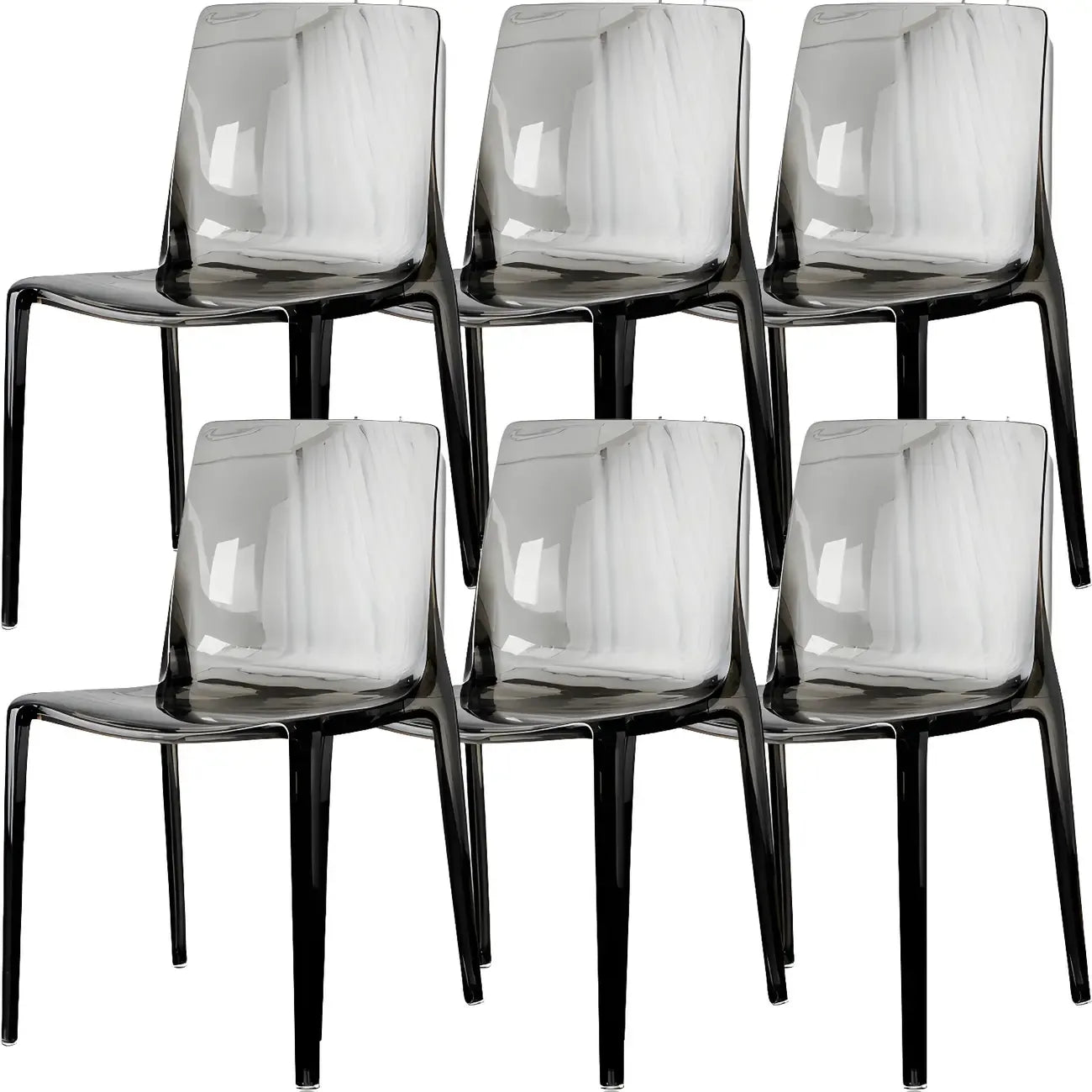 Chaise de salle à manger en acrylique ambré sans accoudoirs et à dossier bas