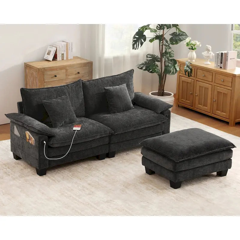 Ensembles de meubles de salon, Canapé modulaire sectionnel avec pouf pour salon, Canapé-lit convertible