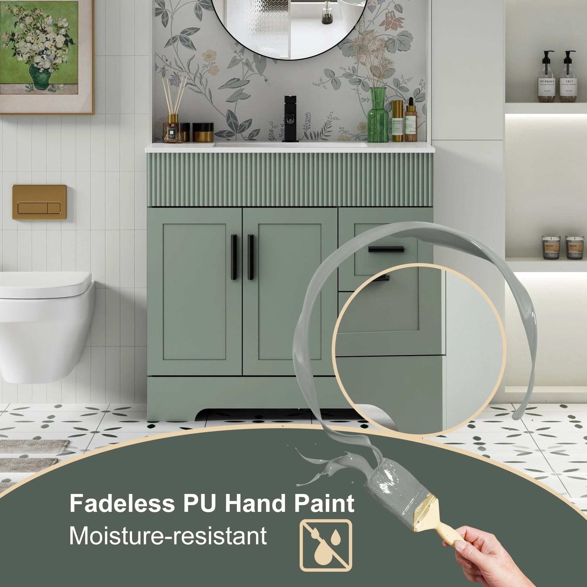 Meuble-lavabo Wavy Line 30/36/48 avec évier et robinet