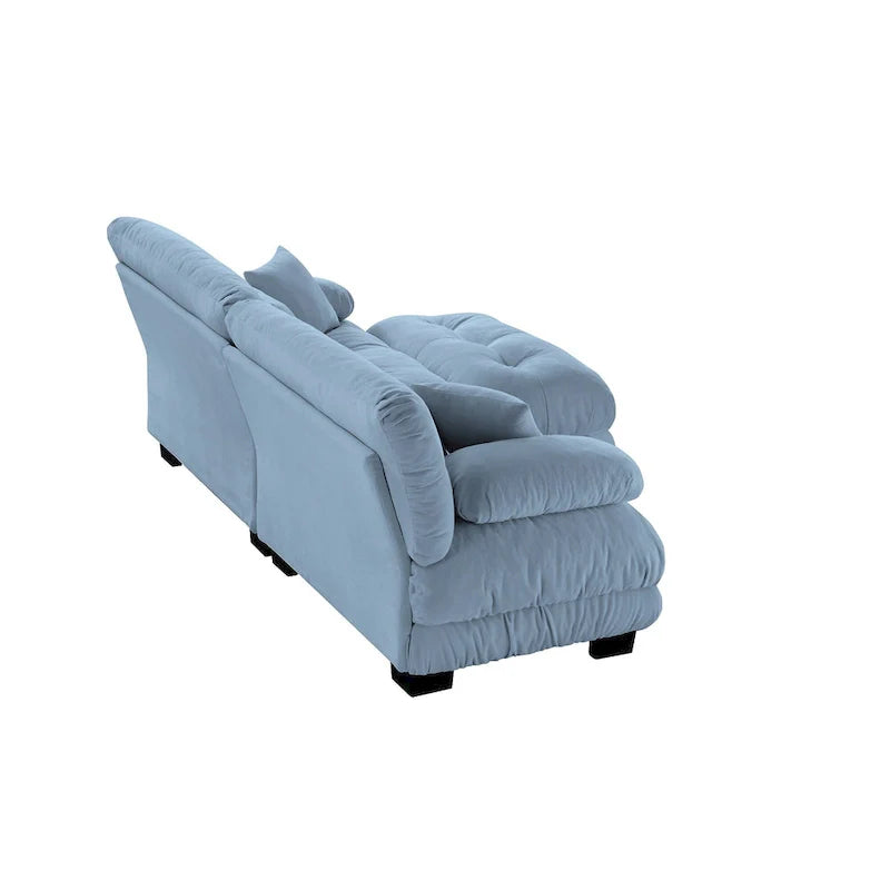 Canapé d'angle en forme de L en chenille avec coussins lombaires