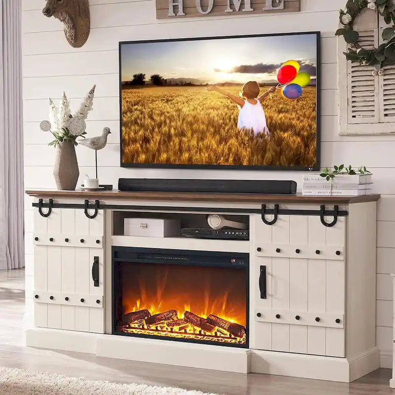 Meuble TV Cheminée de Ferme, Meuble Multimédia, Console Multimédia