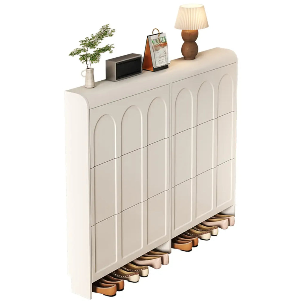 Meuble de rangement pour chaussures en bois blanc à 3 niveaux et à façade abattante Slim