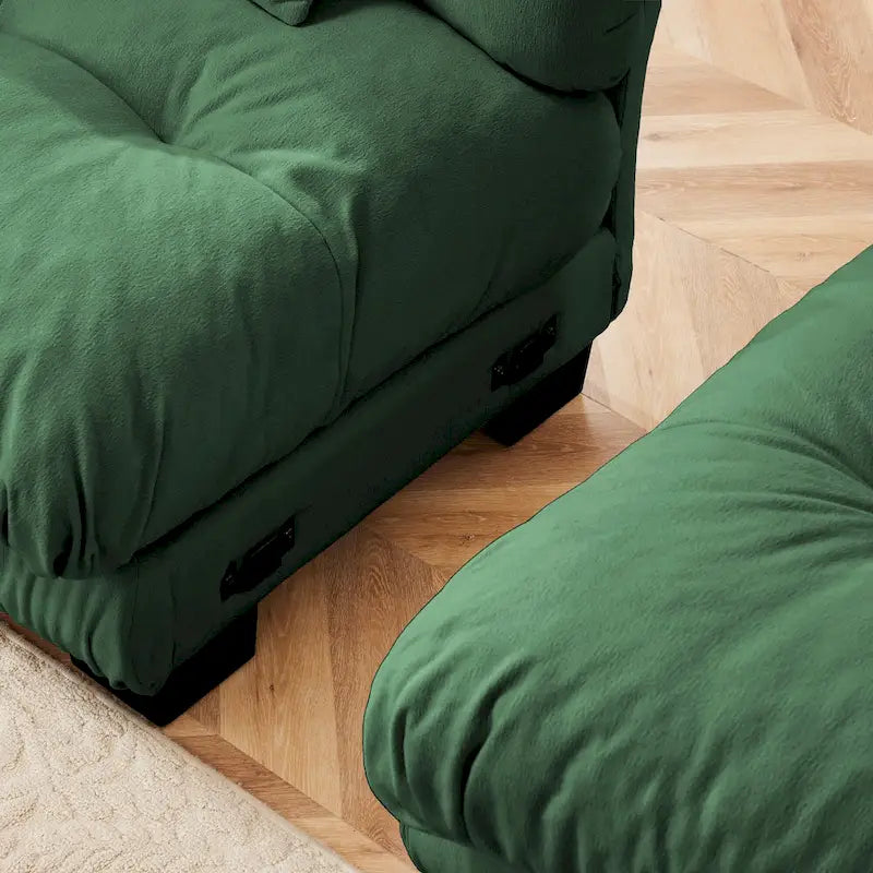 Canapé d'angle en forme de L en chenille avec coussins lombaires