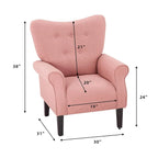 Fauteuil d'appoint moderne Erommy, fauteuil à dossier haut, canapé individuel en tissu capitonné avec pieds en bois pour salon