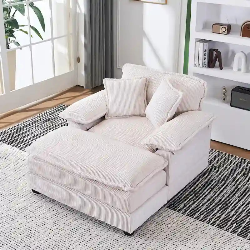 Fauteuil surdimensionné 56,9 W avec repose-pieds, fauteuil de lecture pour chambre à coucher, canapé-lit paresseux, canapé inclinable simple et moderne surdimensionné